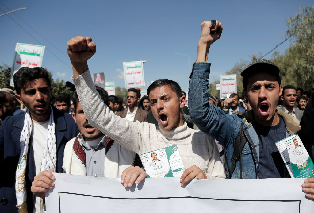 University Students And Academics Protest Against U.S., U.K. Attacks On Yemen And Israeli Attack On Gaza