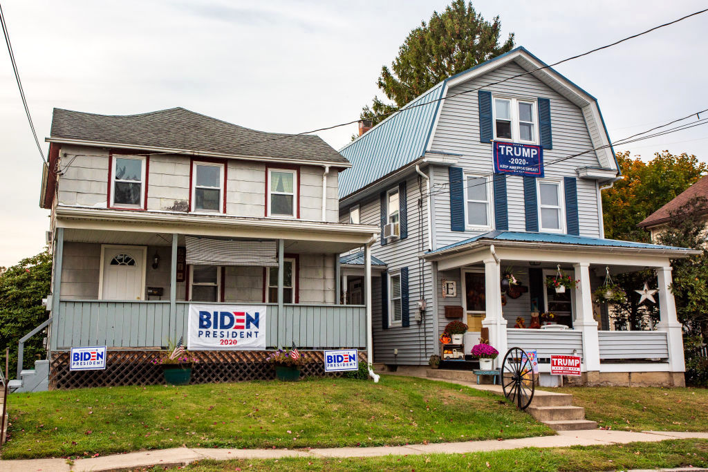 Neighboring houses in Northumberland, Pennsylvania display