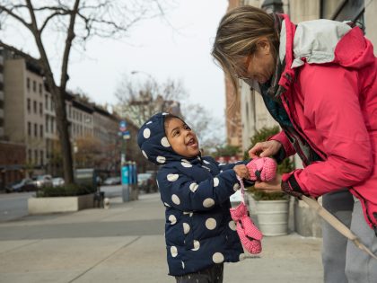 Young girl and her mom in New York City