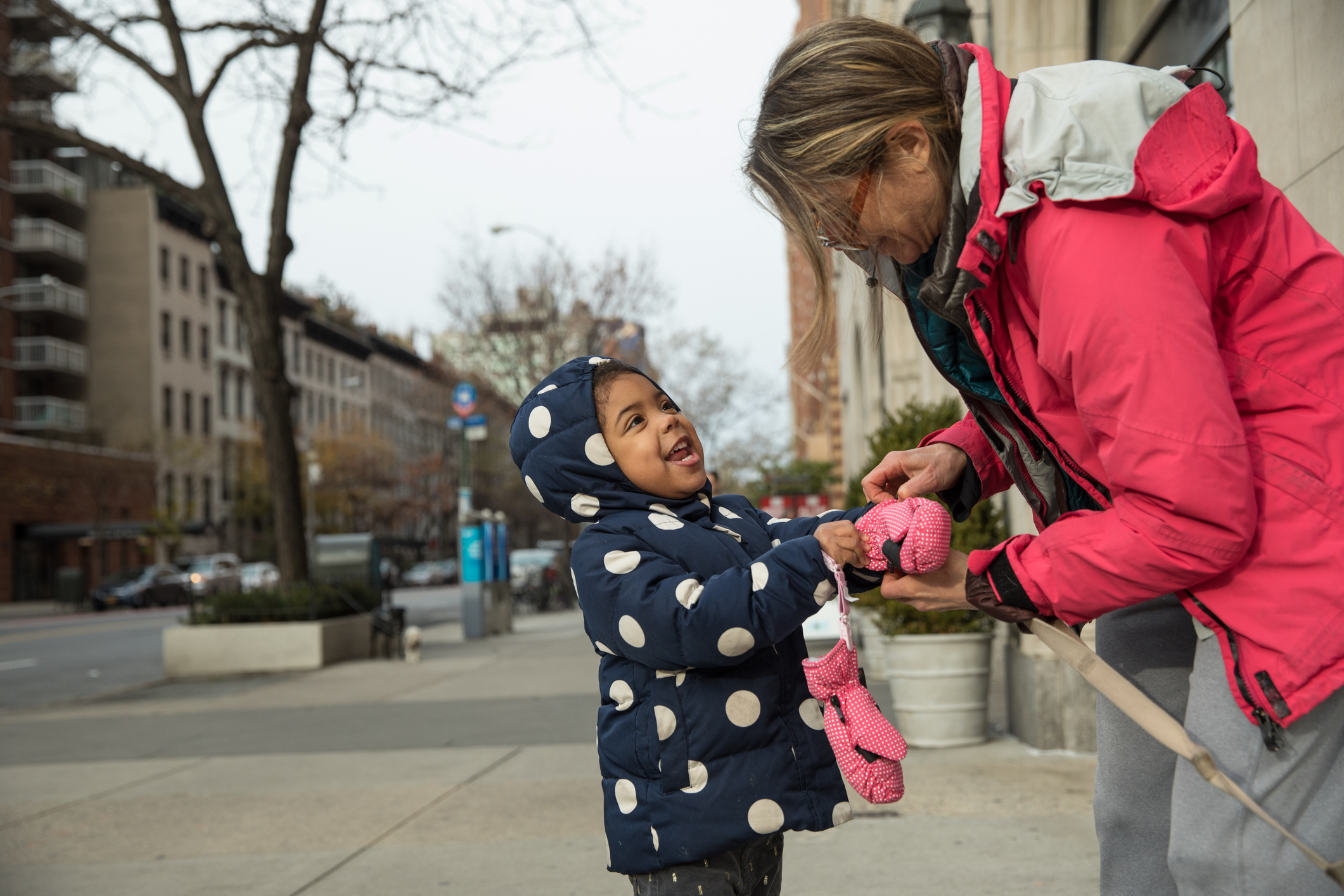 Young girl and her mom in New York City