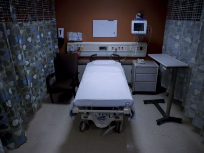 Empty hospital bed on Long Island