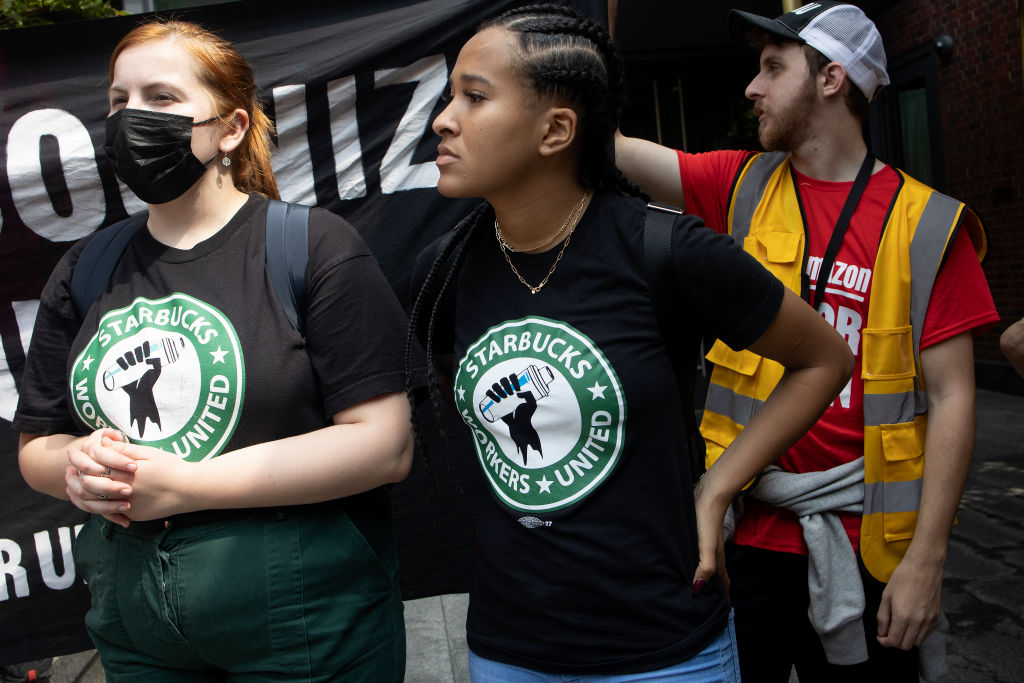 Labor Day march of Starbucks and Amazon workers