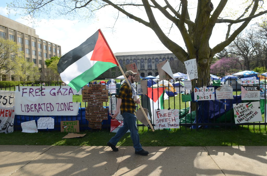 Pro-Palestinian protest outside Northwestern University in Illinois