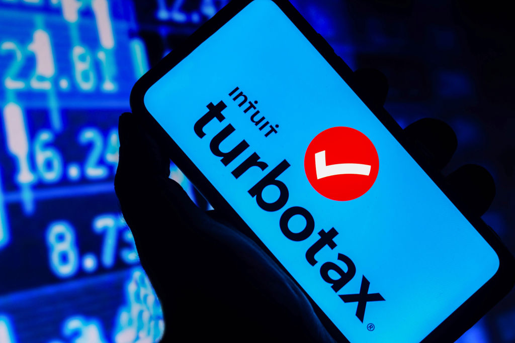 In this photo illustration the TurboTax (Intuit) logo seen