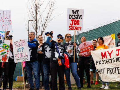 Demonstrators Attend Amazon Labor Union And Secure Jobs NYC Protest