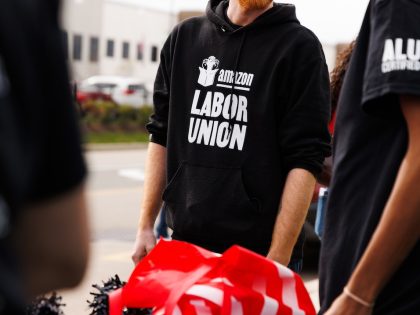 Demonstrators Attend Amazon Labor Union And Secure Jobs NYC Protest