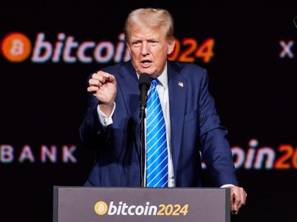 NASHVILLE, TN -  Donald Trump during his speech at the 2024 Bit