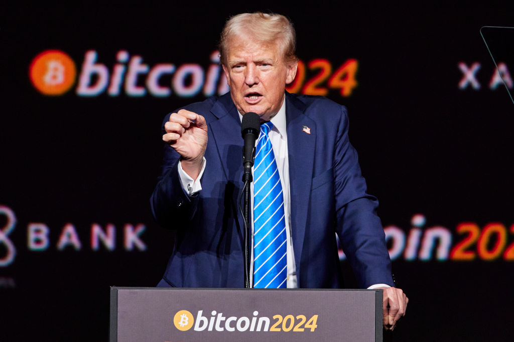 NASHVILLE, TN -  Donald Trump during his speech at the 2024 Bit