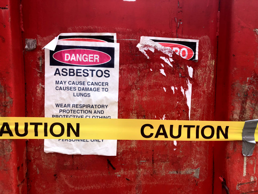 Asbestos removal dumpster, Queens, New York