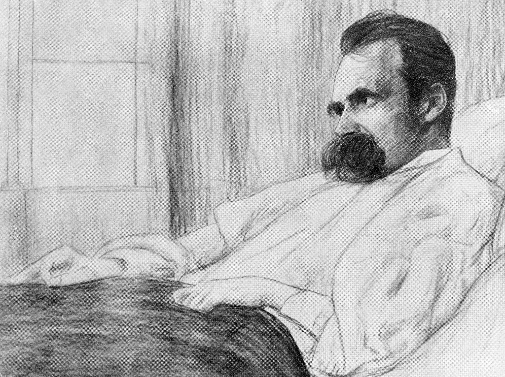 Friedrich Nietzsche auf dem Krankenlager, Zeichnung Hans Olde