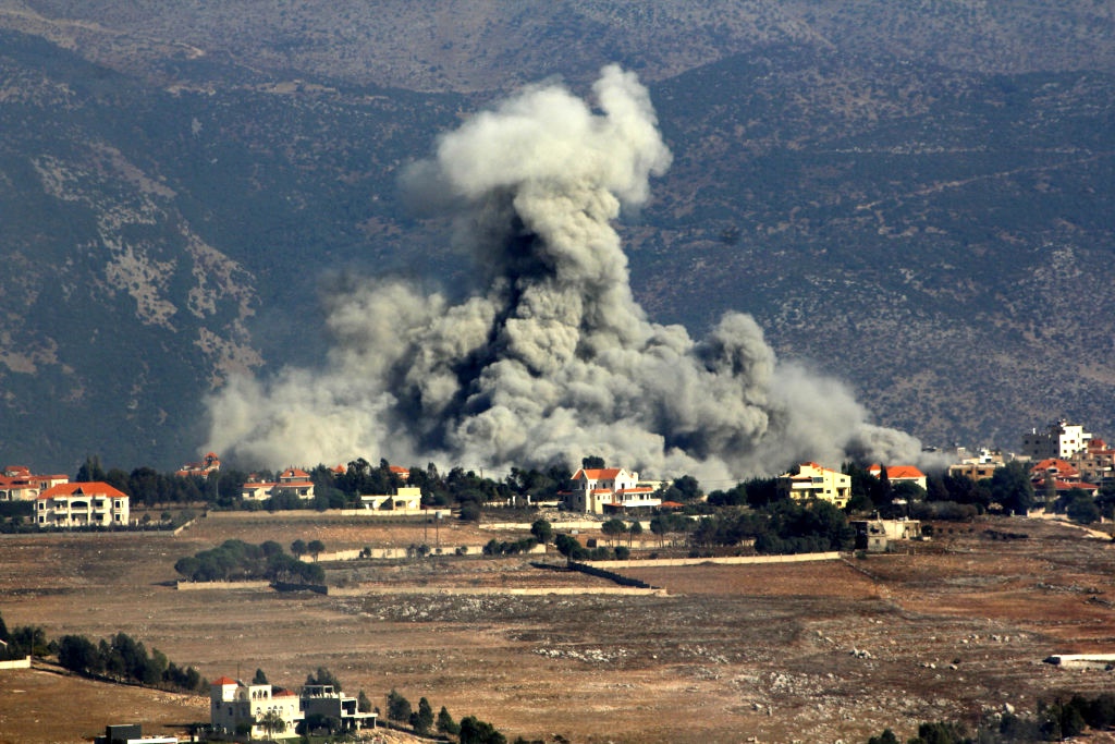 Smoke billows from targeted areas after Israeli airstrikes on southern Lebanon