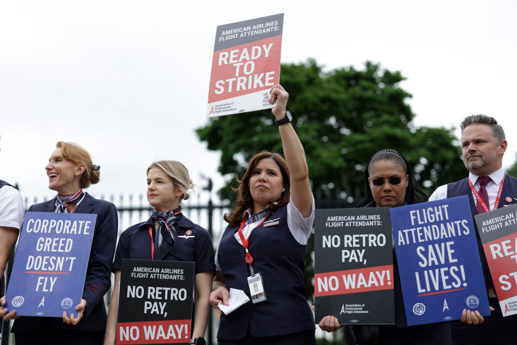 American Airlines Flight Attendants Picket For Pay Increases Across The U.S.