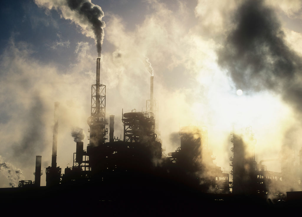 Pollution from petrochemical plant on Teeside, UK.
