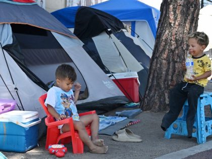 Makeshift migrant homeless camp in San Diego