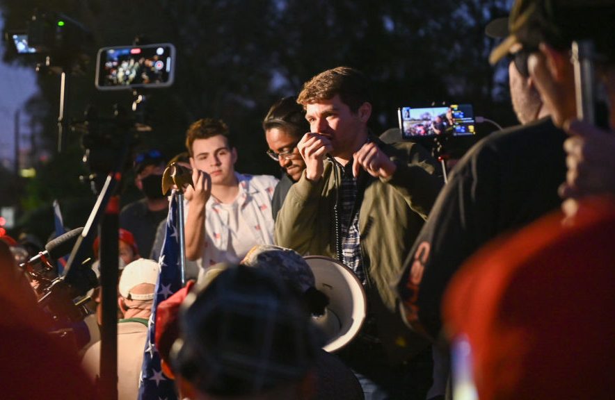 'Stop The Steal,' Far-Right Rallies At The Governor's Mansion In Georgia