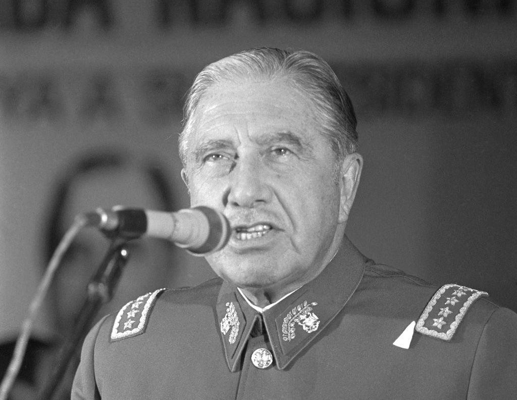 Augusto Pinochet at Microphone
