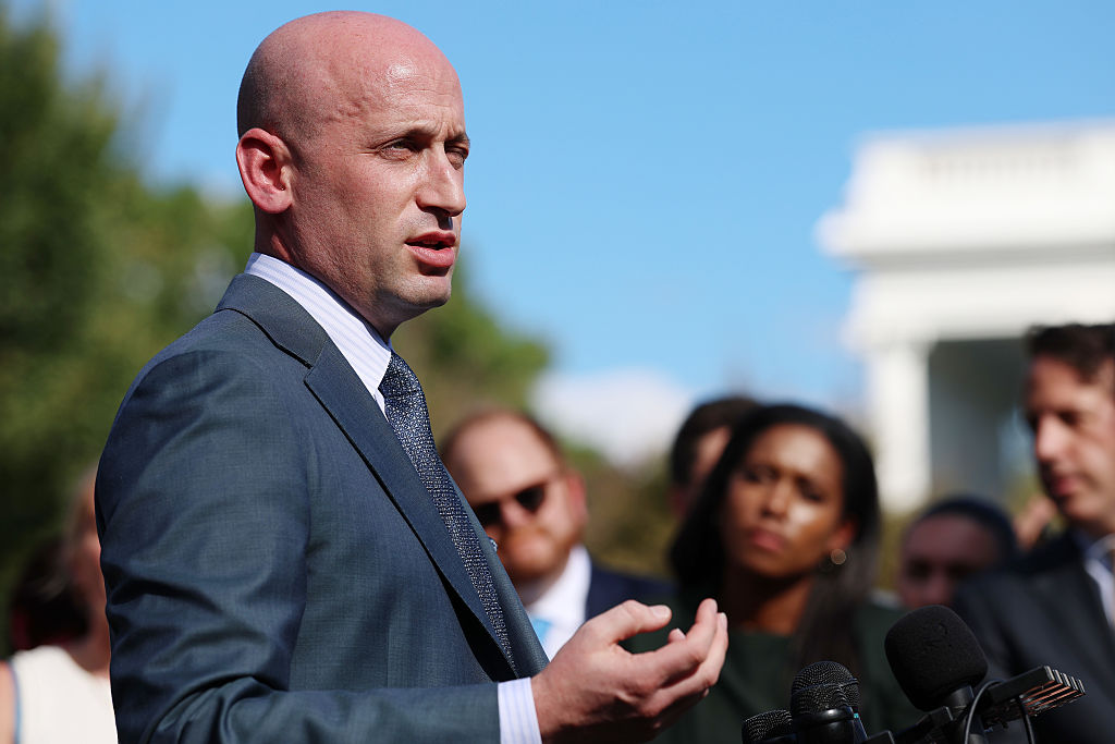 Presidential Advisor Stephen Miller Speaks To Press At The White House