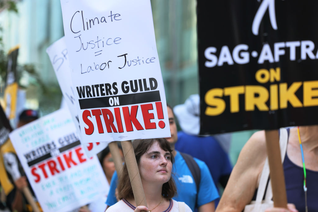 Striking Actors And Writers Focusing On Climate Issues Demonstrate For More Sustainable Career Path