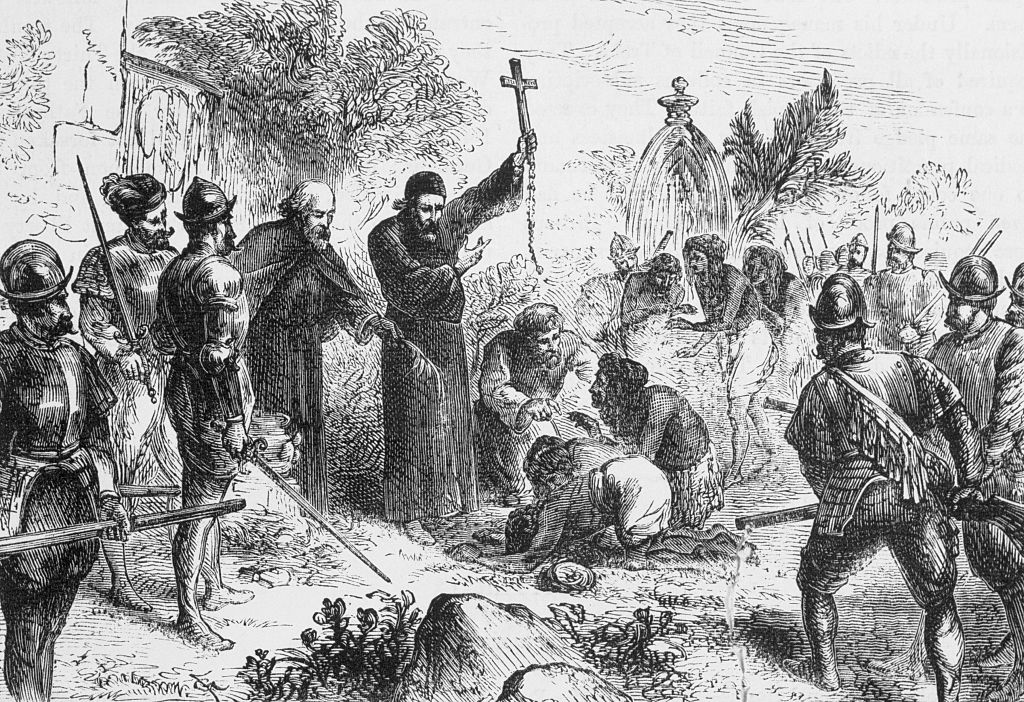 Jesuit Missionaries Forcing Indians to Convert