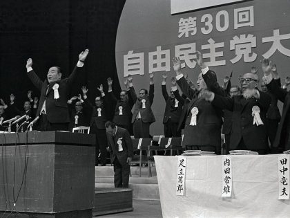 Liberal Democratic party Giving Banzai Cheer