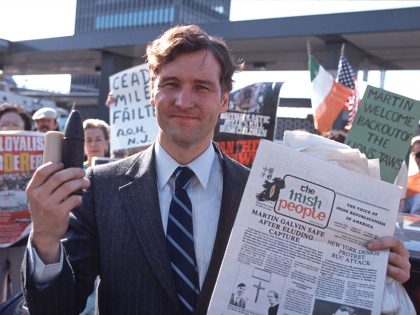 Martin Galvin of NORAID arrives at JFK Airport