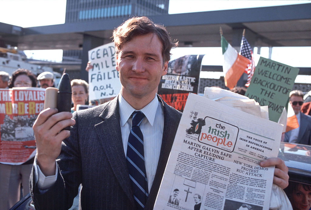 Martin Galvin of NORAID arrives at JFK Airport