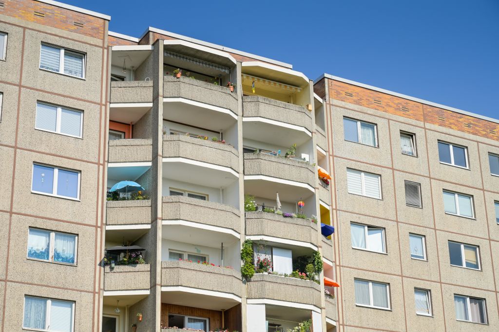 Prefabricated building, residential building, Ernst-Thälmann-Park, Prenzlauer Berg, Pankow, Berlin, Germany