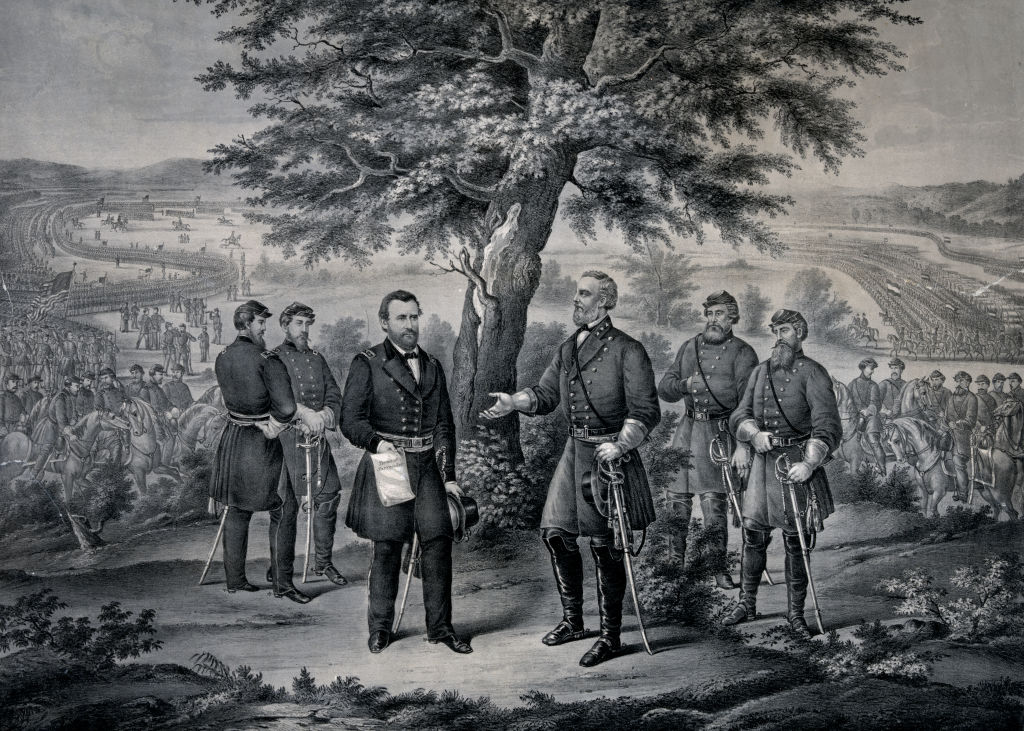 The surrender of General Lee and his entire Army to Lieut. General Grant April 9th 1865