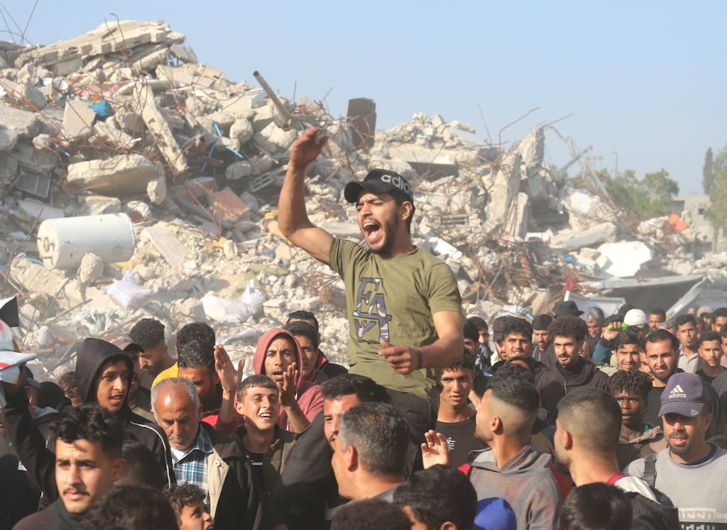 Palestinians protest in Beit Lahia, demanding end to renewed Israeli attacks on Gaza