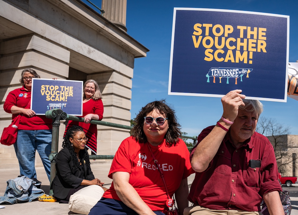 Tennessee Educators Gather In Nashville To Protest Proposed School Voucher Legislation