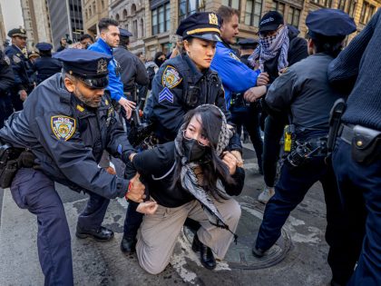 Policemen arrest student during students and pro-Palestine