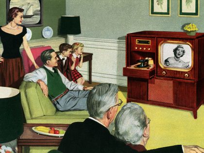 Three Generations Watching TV
