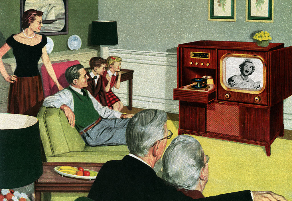 Three Generations Watching TV