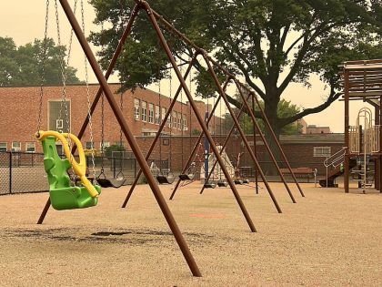 A Long Island schoolyard is empty due to air quality concerns from Canadian wildfires