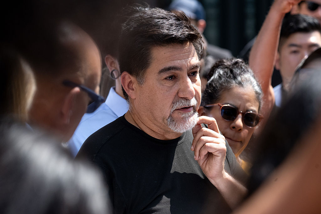 SEiU members as SEIU president David Huerta is released from federal court