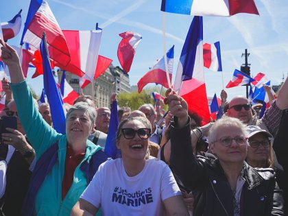 Supporters Of Marine Le Pen Rally In Paris Following Her Conviction
