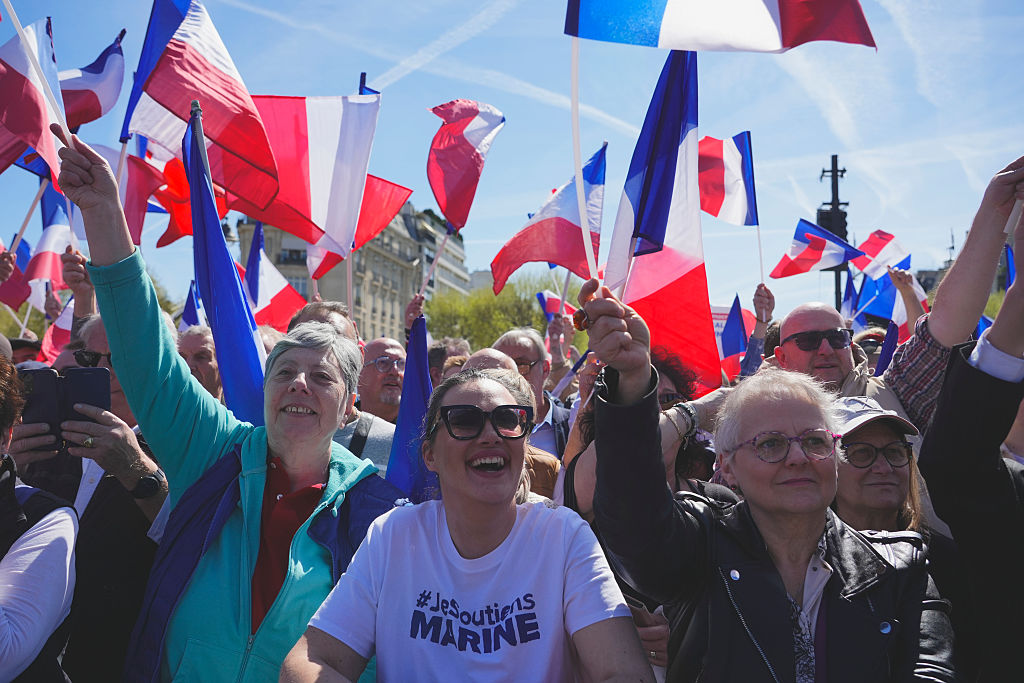 Supporters Of Marine Le Pen Rally In Paris Following Her Conviction