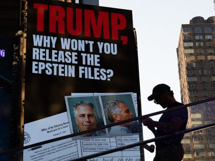 Billboard in Times Square Calls For Release Of Epstein Files
