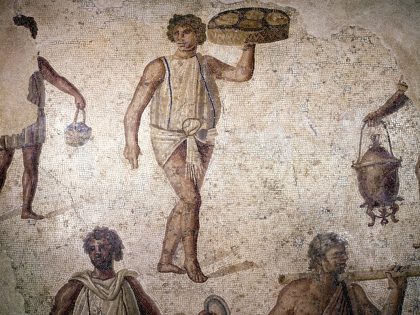 Servants depicted on Roman mosaic