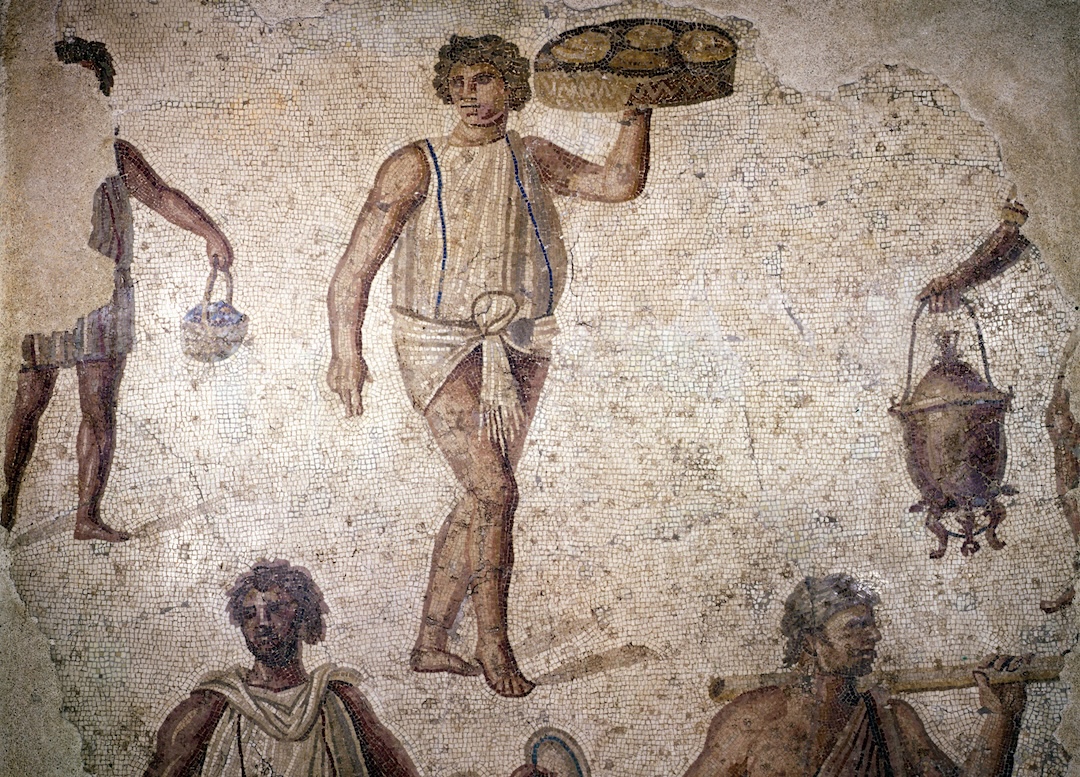 Servants depicted on Roman mosaic