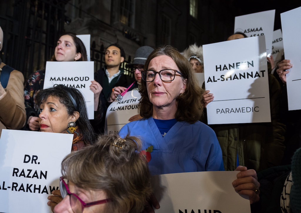 UK health care workers hold vigil to demand cease-fire in Gaza