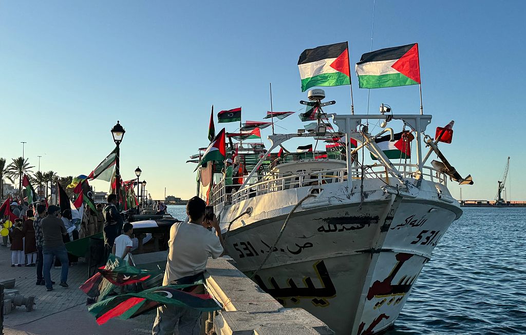 The 'Omar al-Mukhtar' ship departs from Libya to join the Global Sumud Flotilla