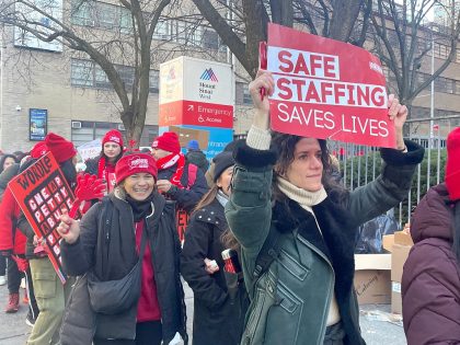 Nurses from Mount Sinai West in New York City are protesting work conditions.