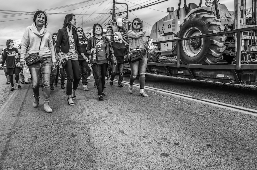 Dolores Huerta marches with San Joaquin Valley farmworkers and activists.
