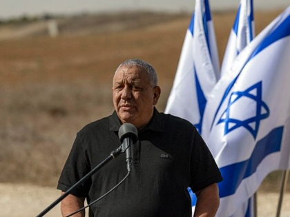 Gadi Eisenkot, former Israeli army chief of staff and head of the Yashar party, delivers a statement during a press conference near Kibbutz Mefalsim, adjacent to the border with Gaza Strip on October 15, 2026.