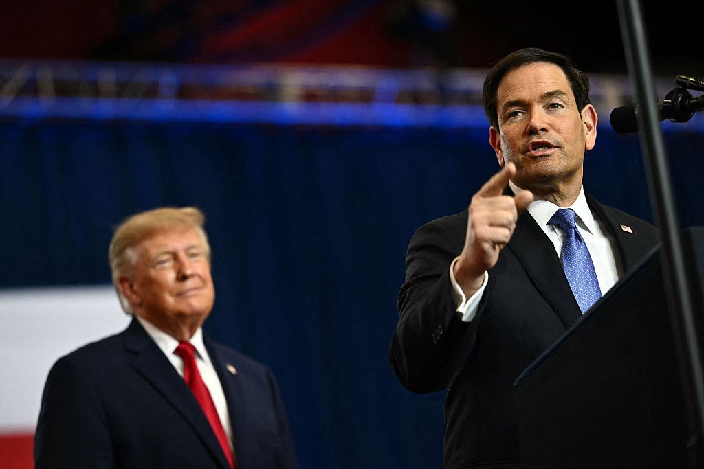 US Secretary of State Marco Rubio speaks during midterm campaign rally with US President Donald Trump at Lubbock Memorial Civic Center in Lubbock, Texas, on October 27, 2026.