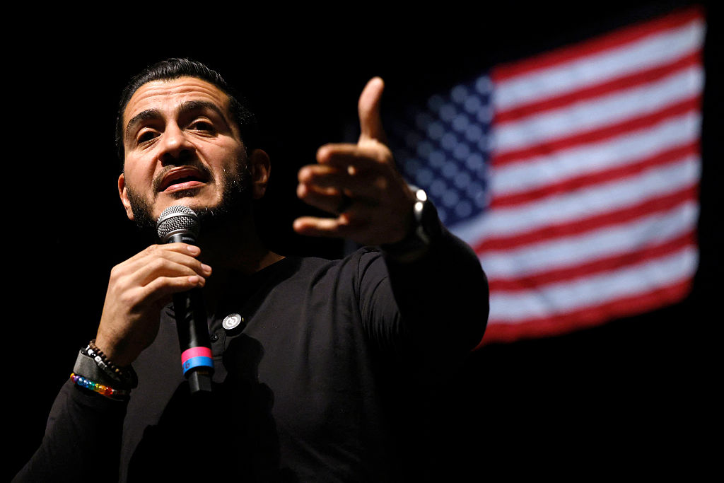 Abdul El-Sayed speaks during a rally in Port Huron, Michigan, on October 6, 2026.