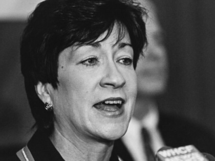 GOP Senator Susan Collins speaks in her home state of Maine, in October 1996.