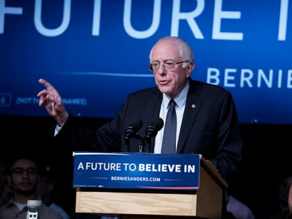 Democratic presidential candidate Sen. Bernie Sanders (D-VT) speaks at a rally in the Exeter town hall on February 5, 2016, in Exeter, New Hampshire.