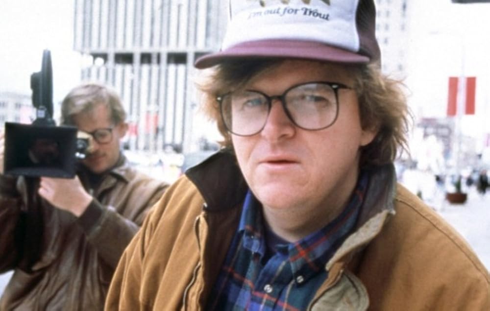 Filmmaker Micheal Moore is featured in a production still from “Roger & Me.”